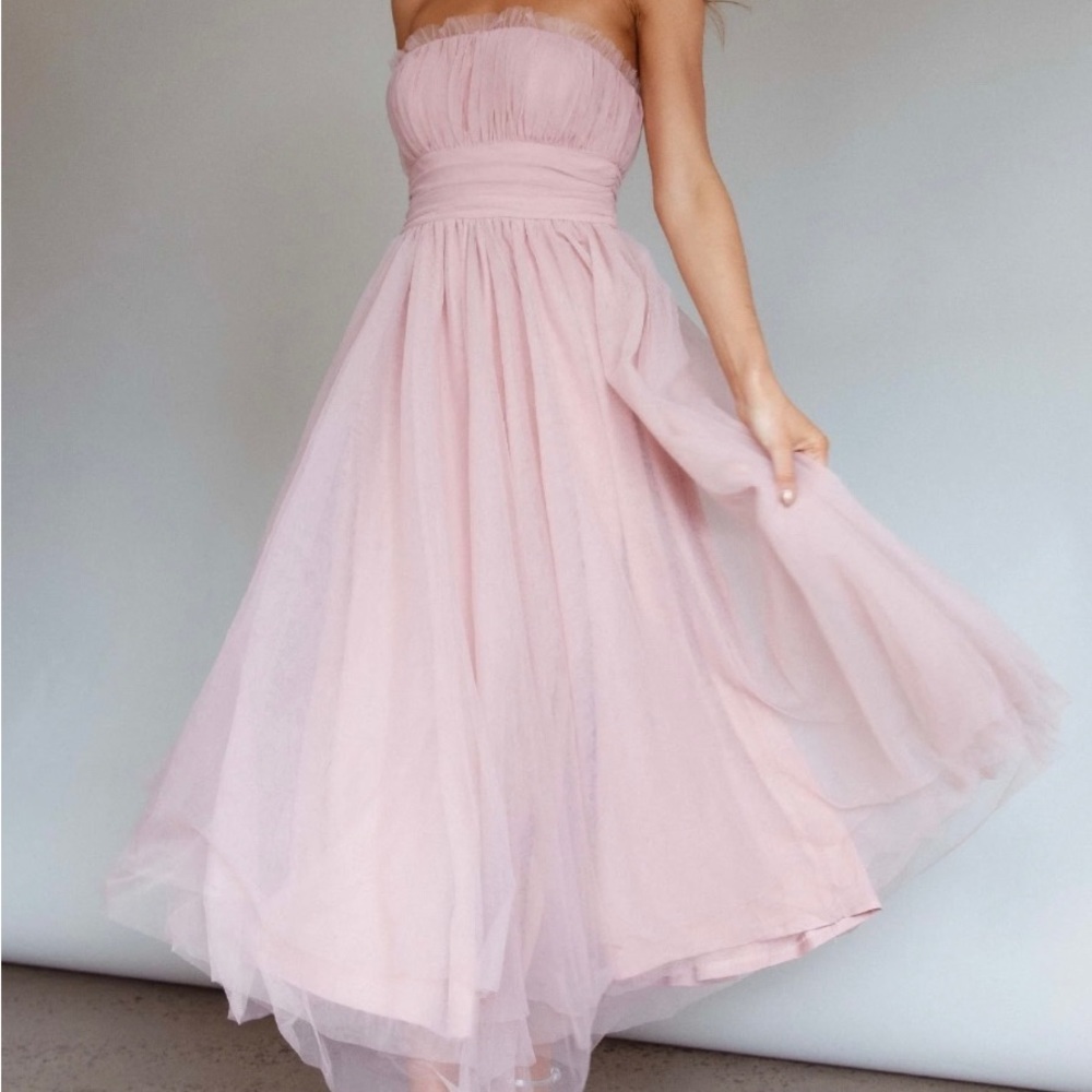 Blush Tulle Midi Dress